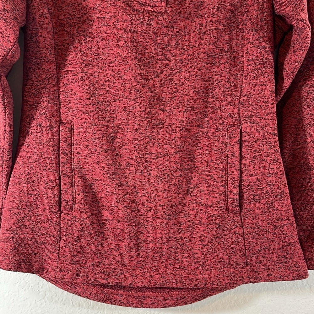 COLUMBIA Sweater Women Large Red Marled Fleece Lined Loop Button Hooded Outdoor - Picture 3 of 10